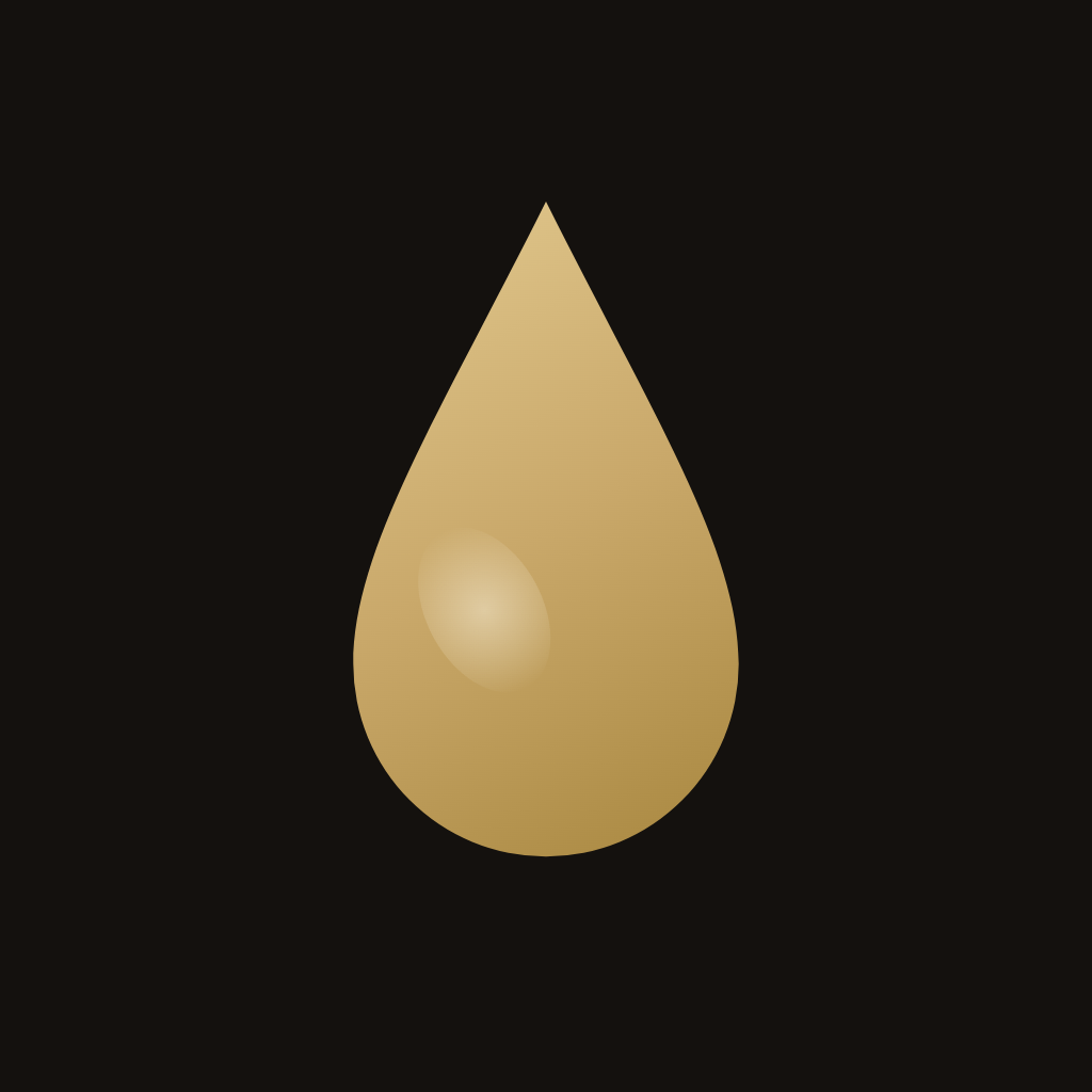 The Aroma app icon: a gold droplet on near-black